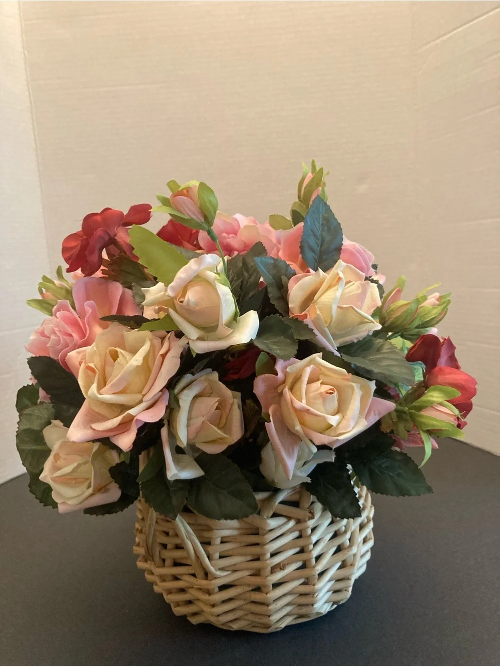 Silk Floral Arrangement in Wicker Basket